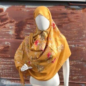 Italian Sunrise Embroidered Scarf Shoulder Wrap Muslim Hijab Paisley Print Shawl